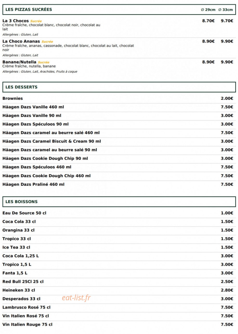 Le Kiosque à Pizzas — carte page 5