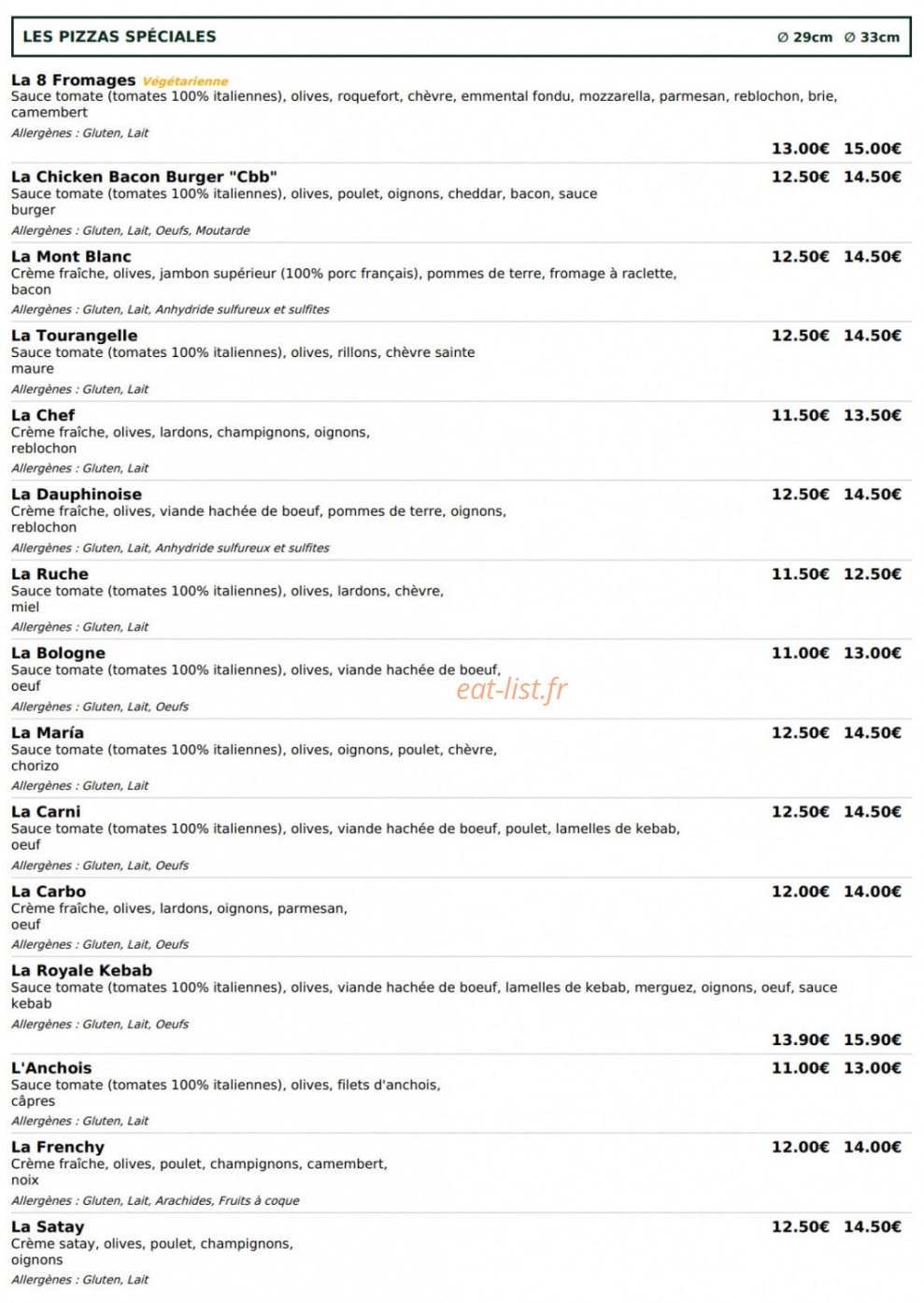 Le Kiosque à Pizzas — carte page 3