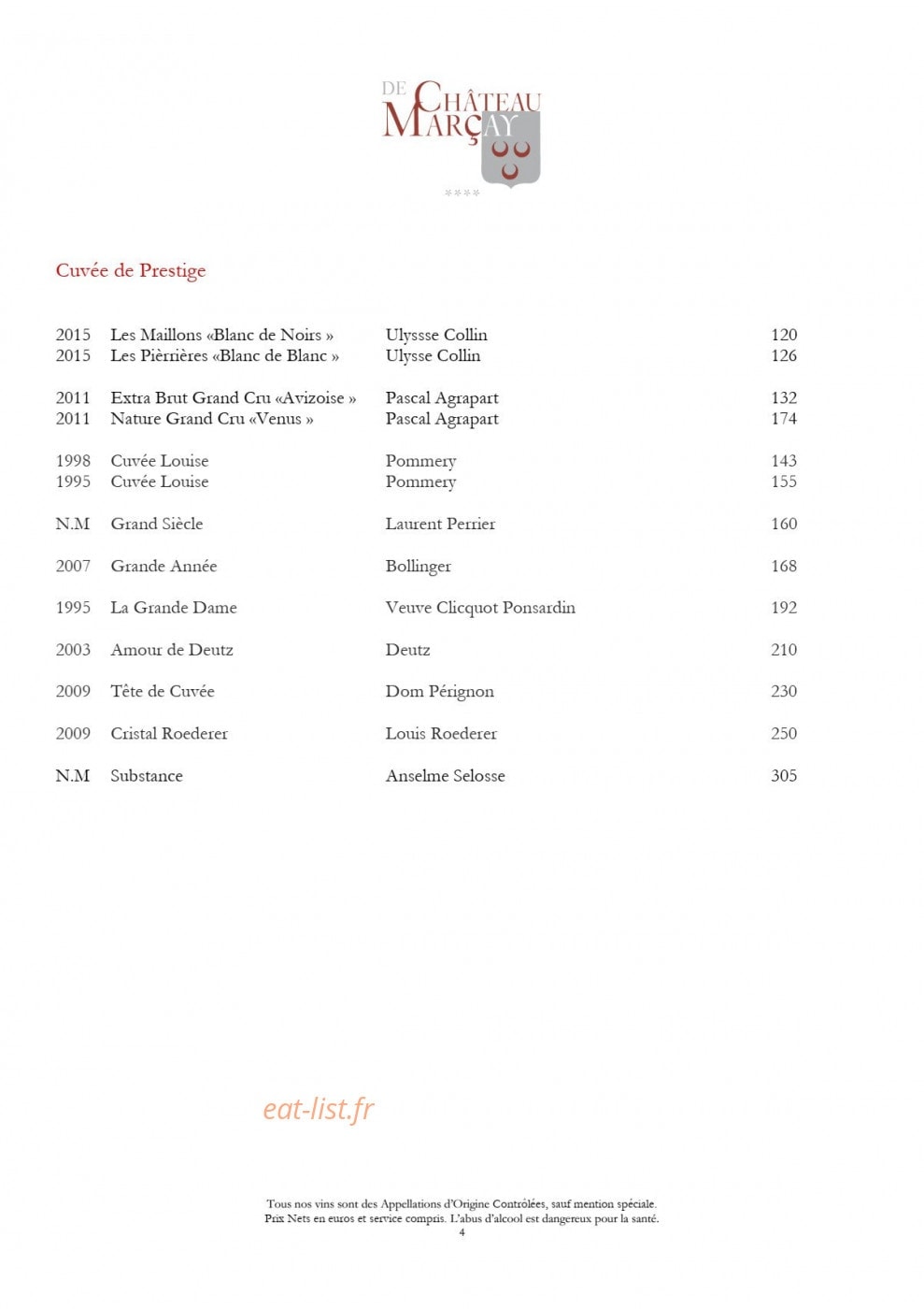 La Table de Marçay — carte page 10