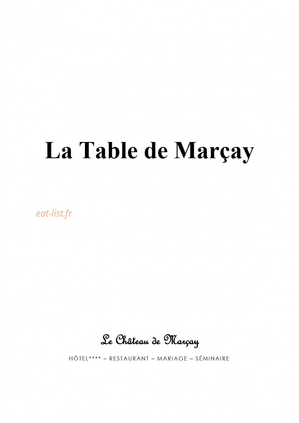 La Table de Marçay — carte page 1