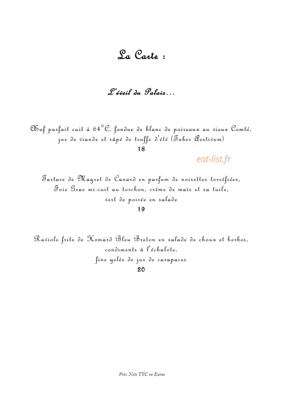 La Table de Marçay — carte page 4