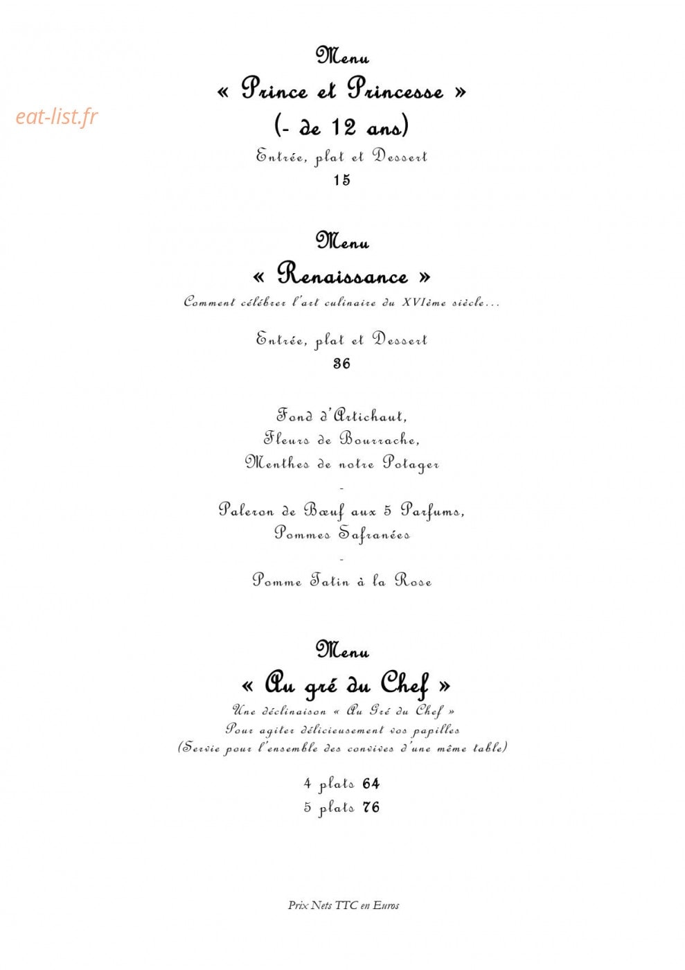 La Table de Marçay — carte page 2