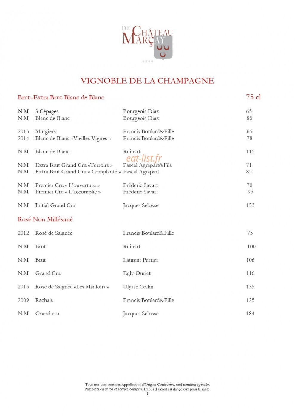 La Table de Marçay — carte page 9