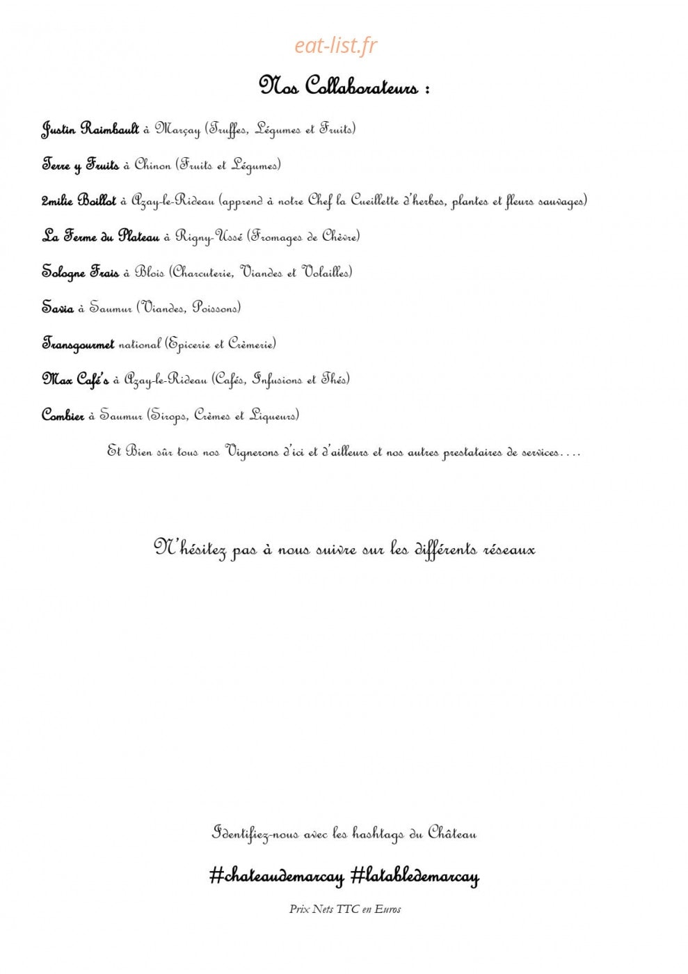 La Table de Marçay — carte page 7