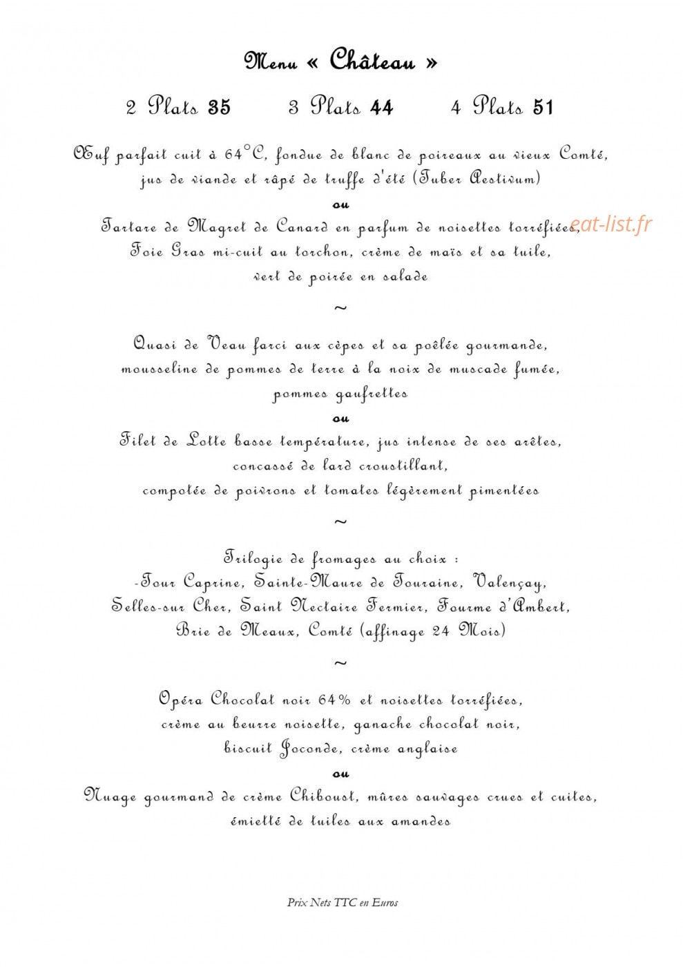 La Table de Marçay — carte page 3