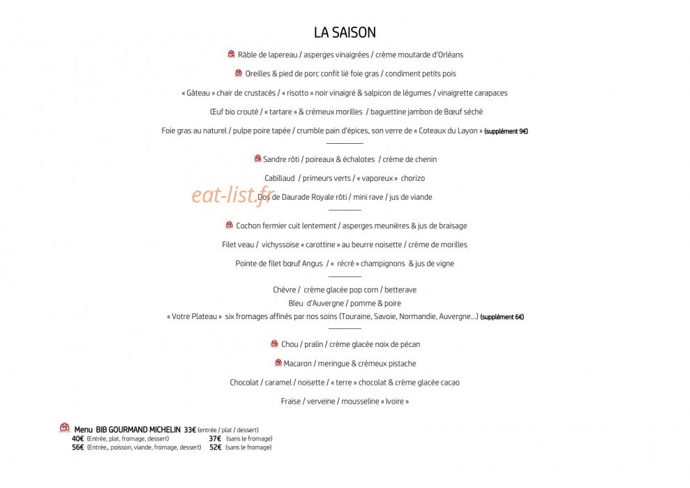La Maison Tourangelle — carte page 1