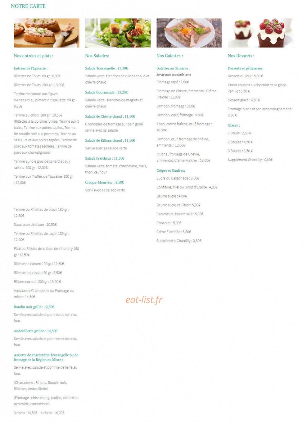 L'Epicerie Gourmande — carte page 1