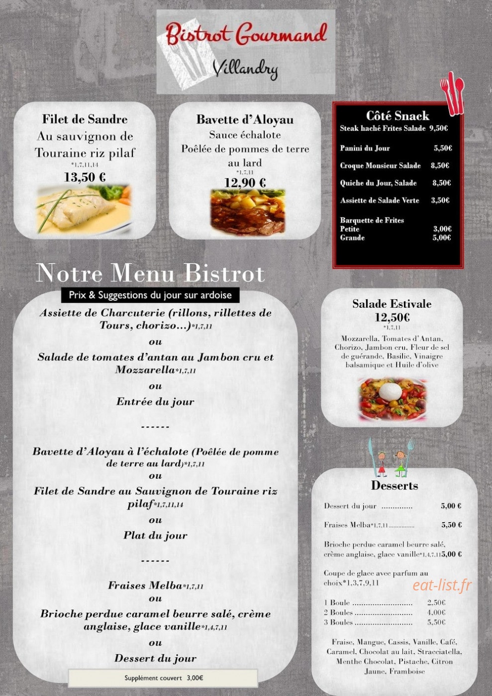 Le Bistrot Gourmand — carte page 1