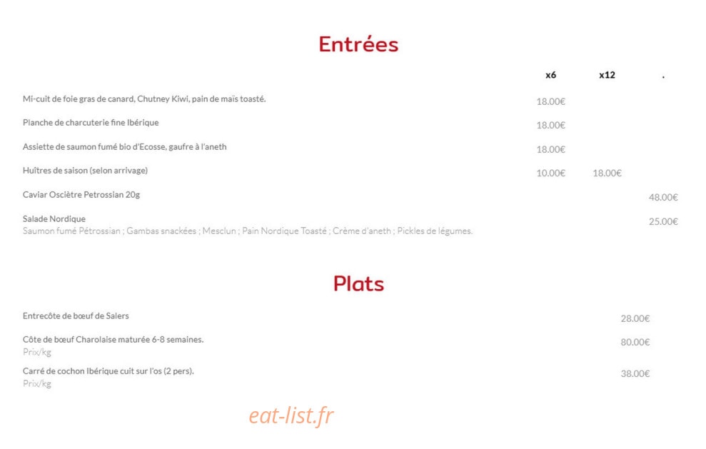 Carte et menu de L'alchimie à Saint Cyr sur Loire — Les entrées et plats
