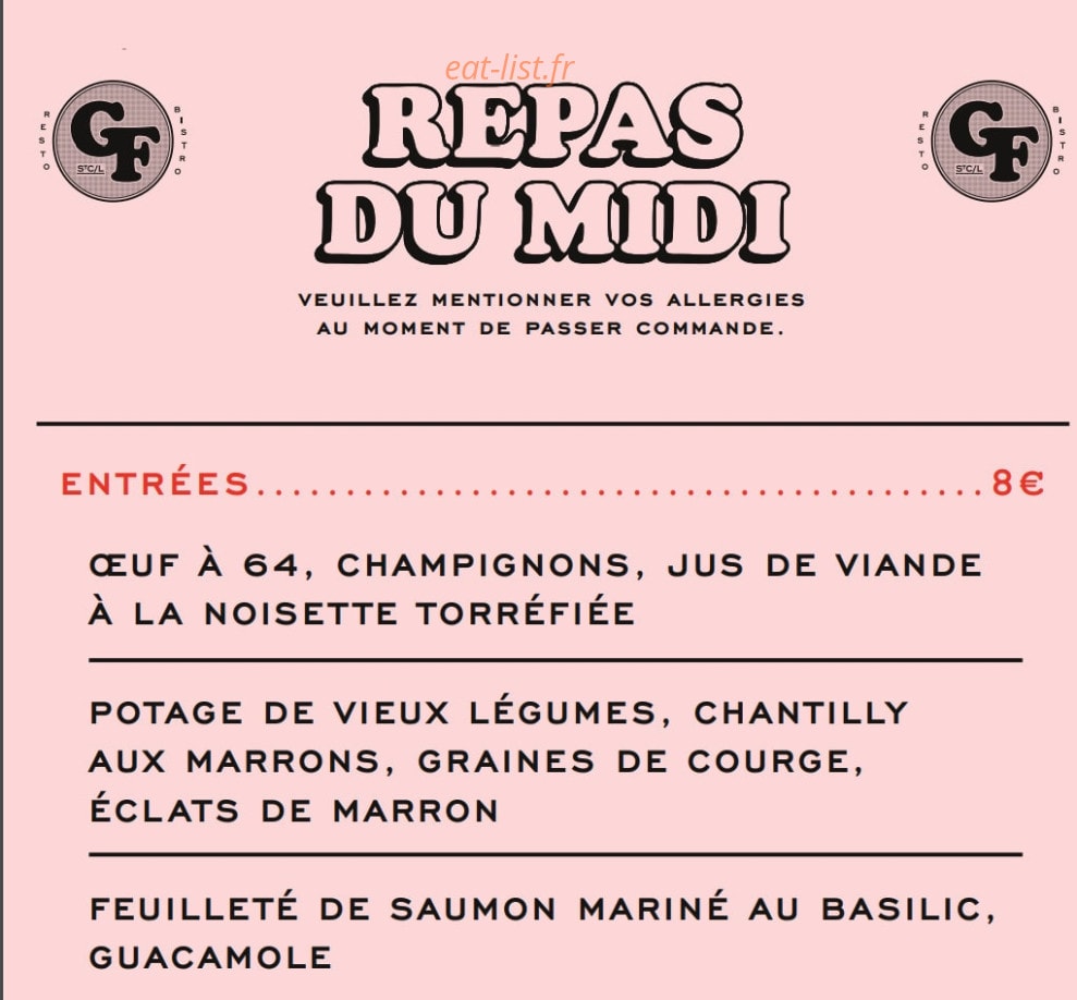 Carte et menu de La Grange des Frangins à Saint Cyr sur Loire — Les entrées