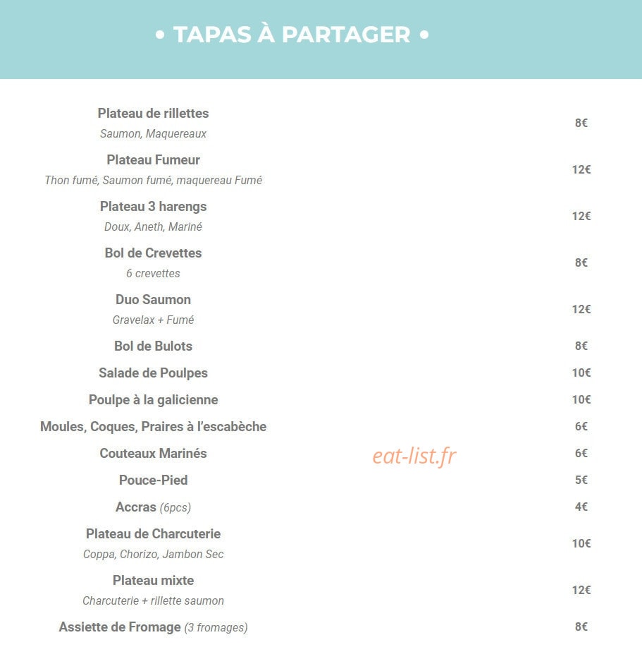 Carte et menu de Maison Suné à Saint Cyr sur Loire — Les tapas