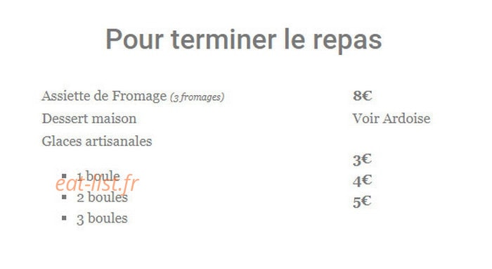 Carte et menu de Maison Suné à Saint Cyr sur Loire — Pour terminer le repas