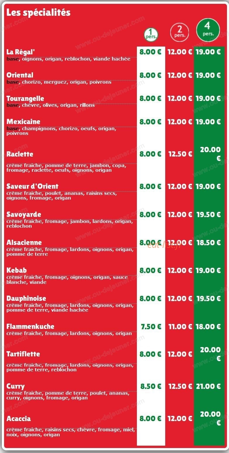 Régal Pizza — carte page 3