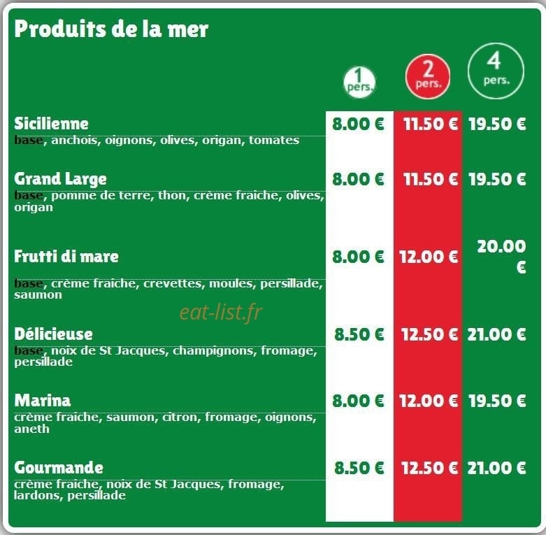 Régal Pizza — carte page 4