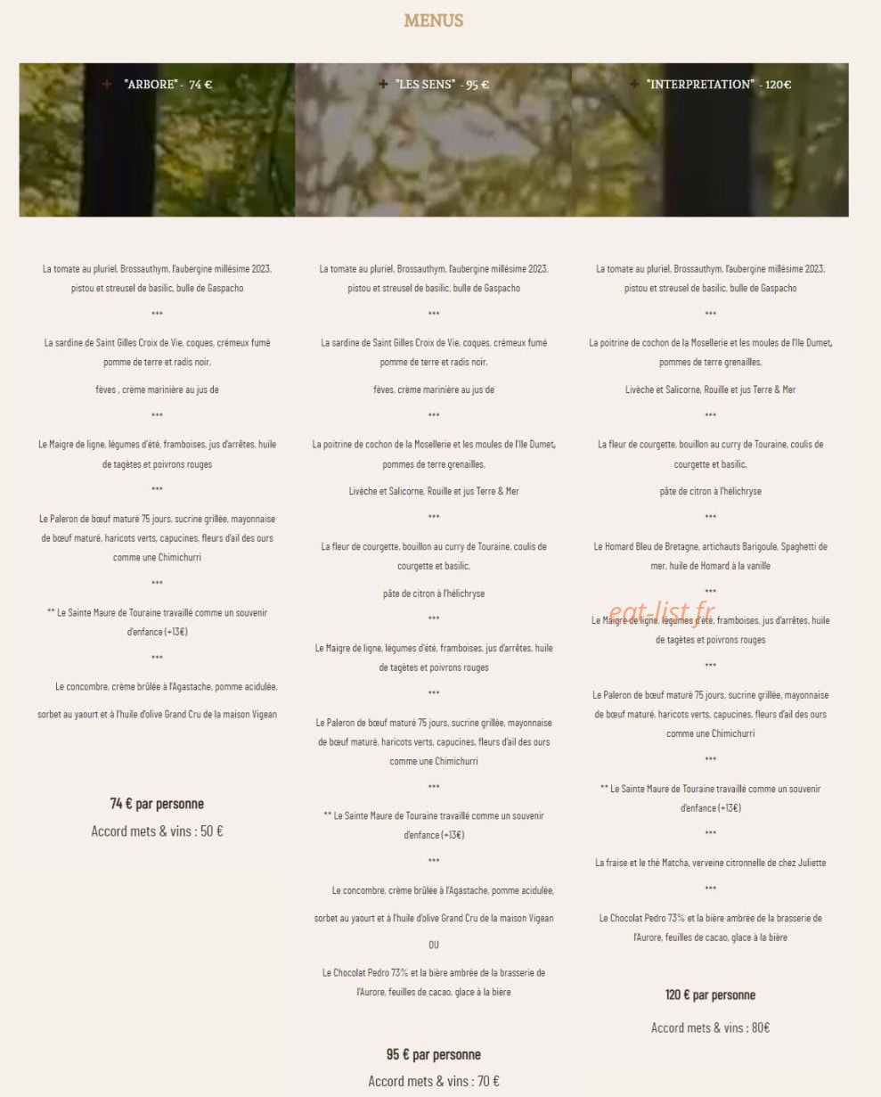 Arbore & Sens — carte page 1
