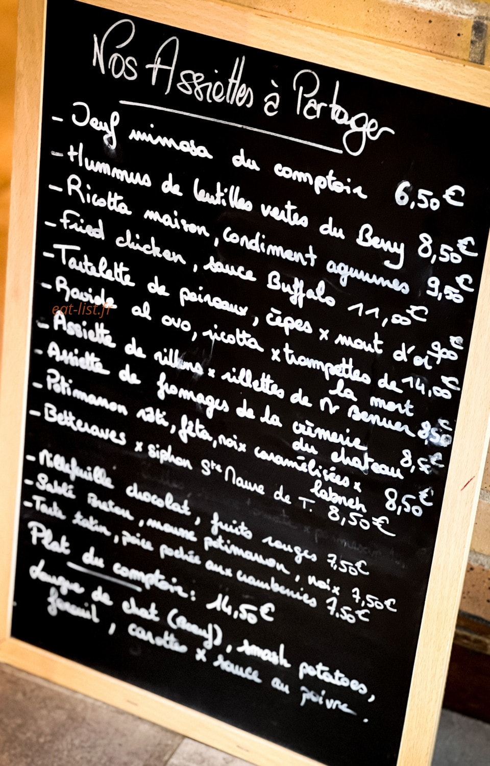 Au Comptoir — carte page 1
