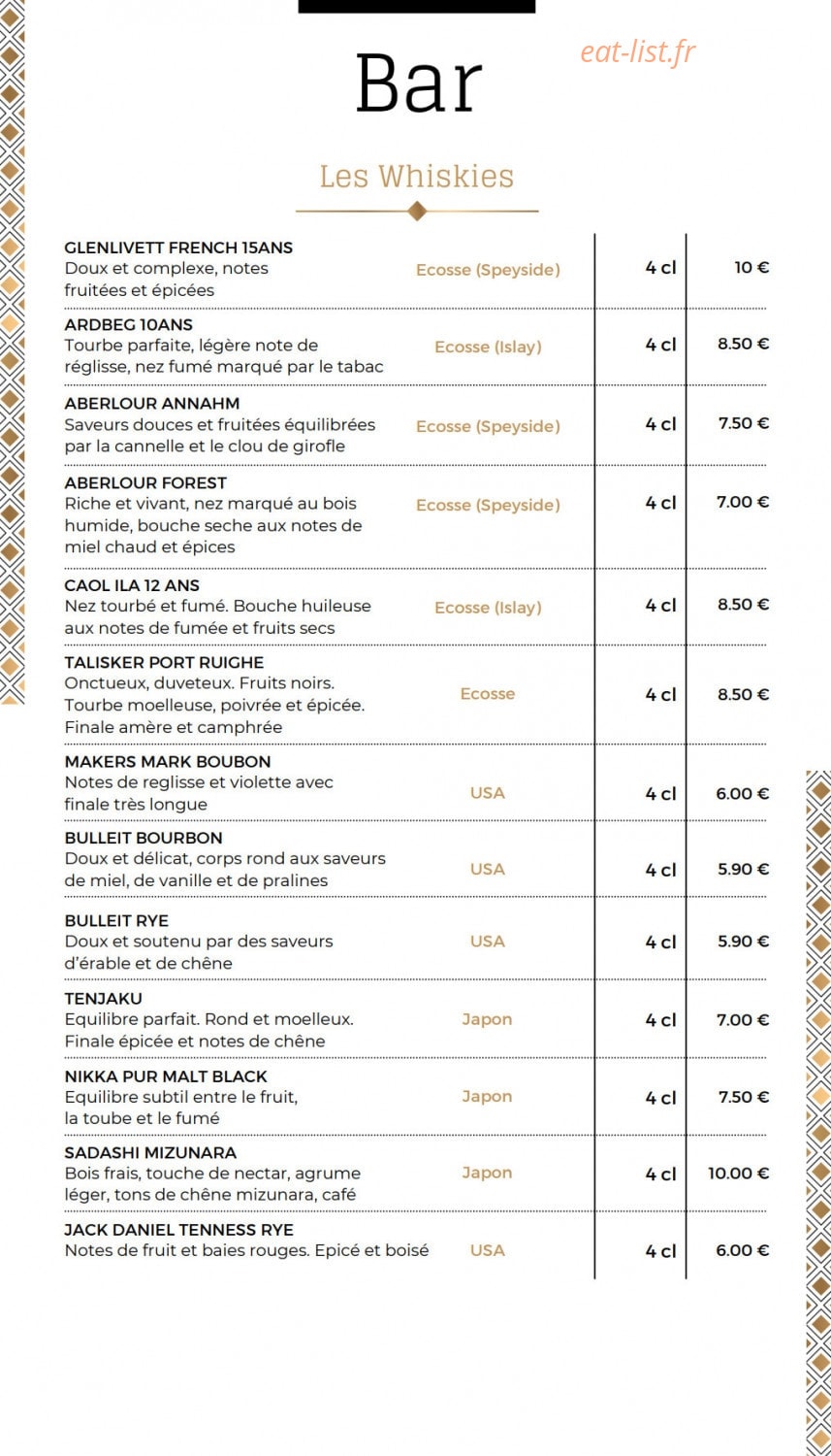 La Cour des saveurs — carte page 14