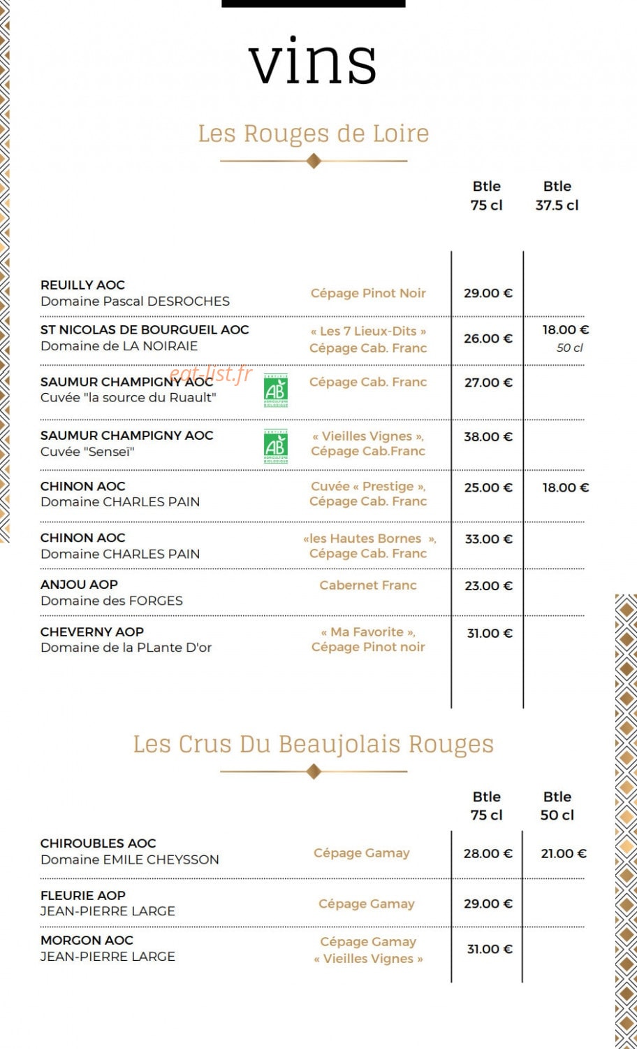 La Cour des saveurs — carte page 19