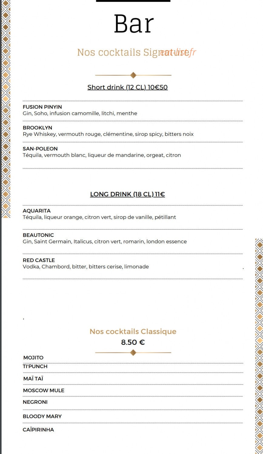 La Cour des saveurs — carte page 10
