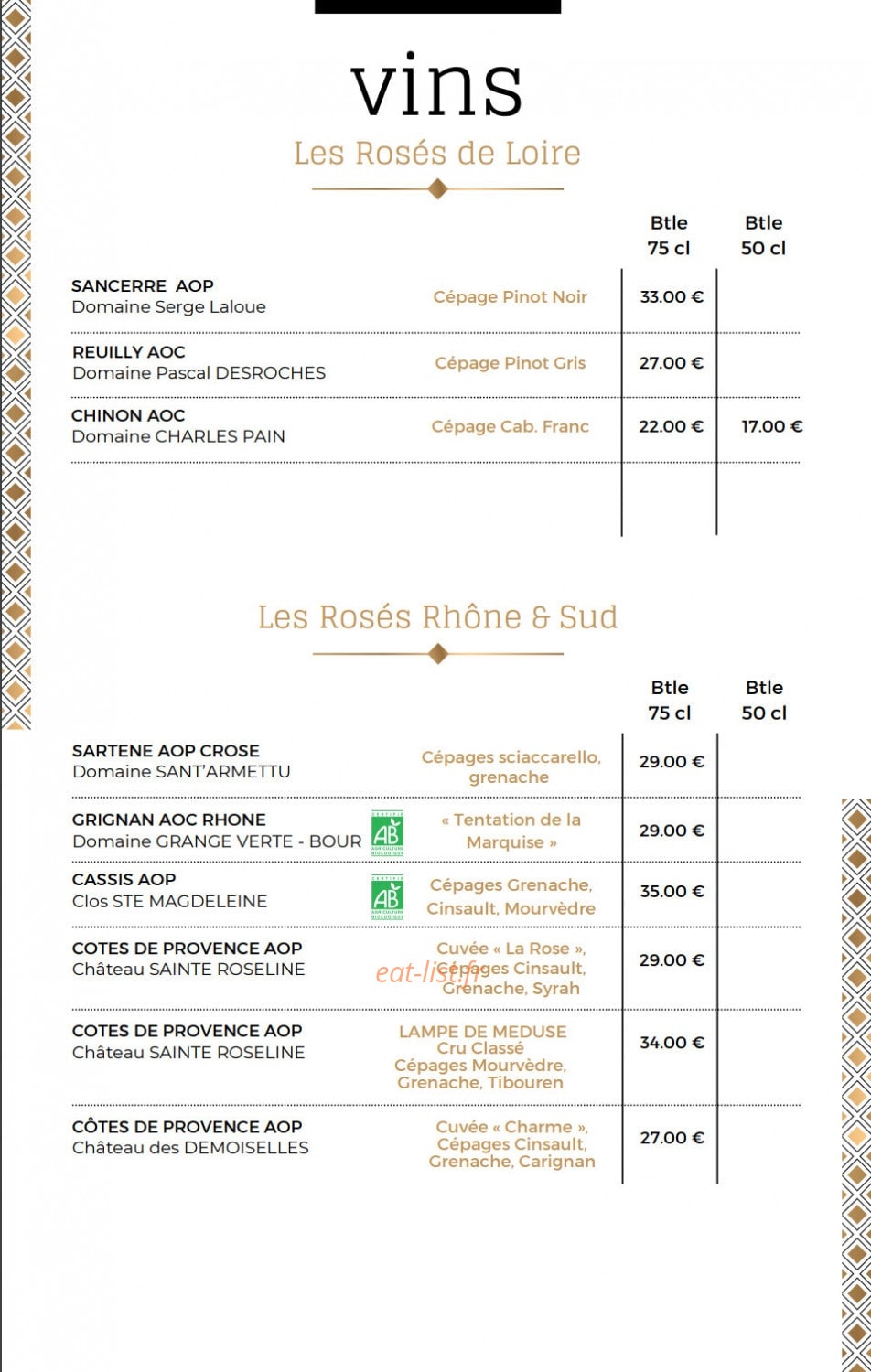 La Cour des saveurs — carte page 18