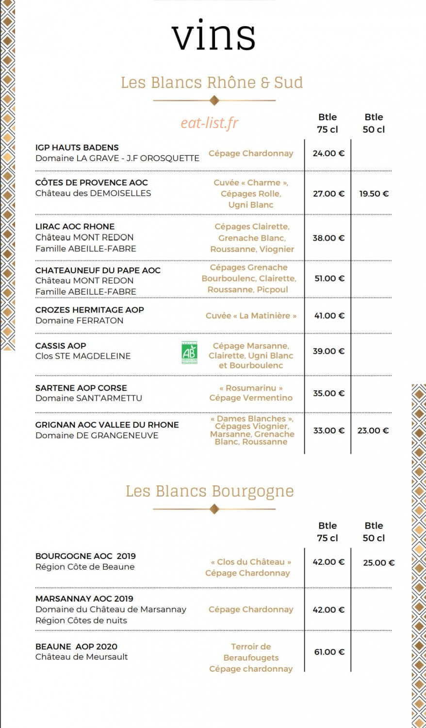 La Cour des saveurs — carte page 23