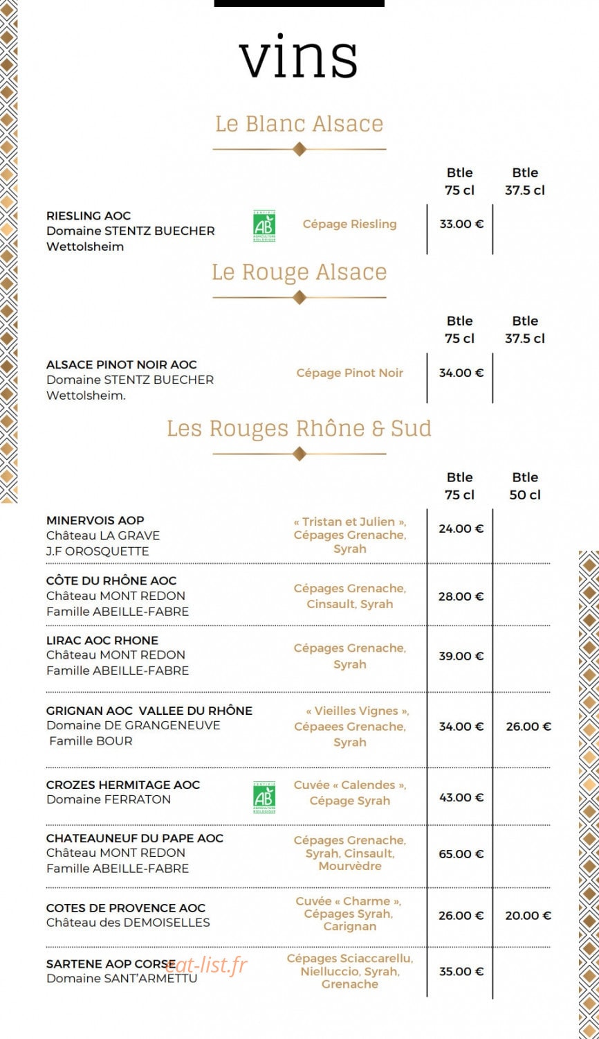 La Cour des saveurs — carte page 22