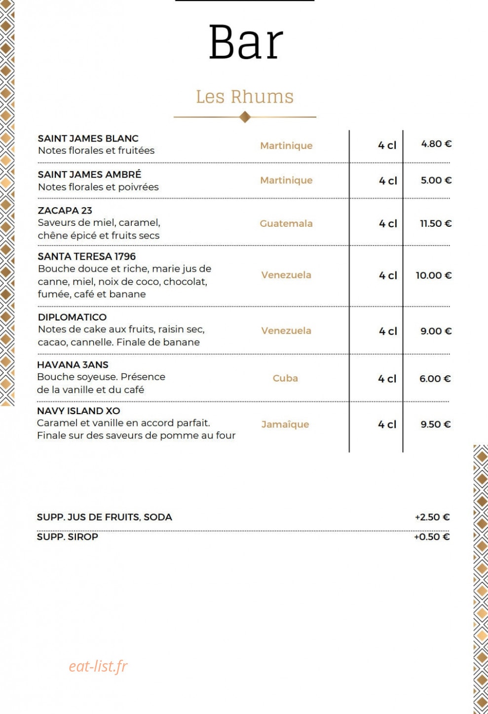 La Cour des saveurs — carte page 11