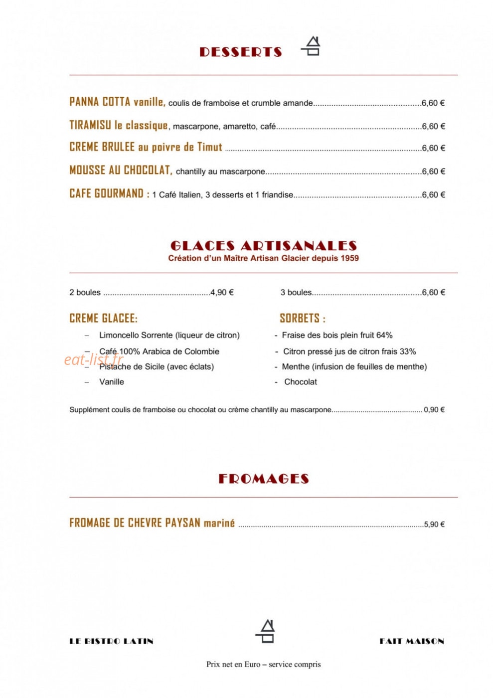 Le Bistro Latin — carte page 3