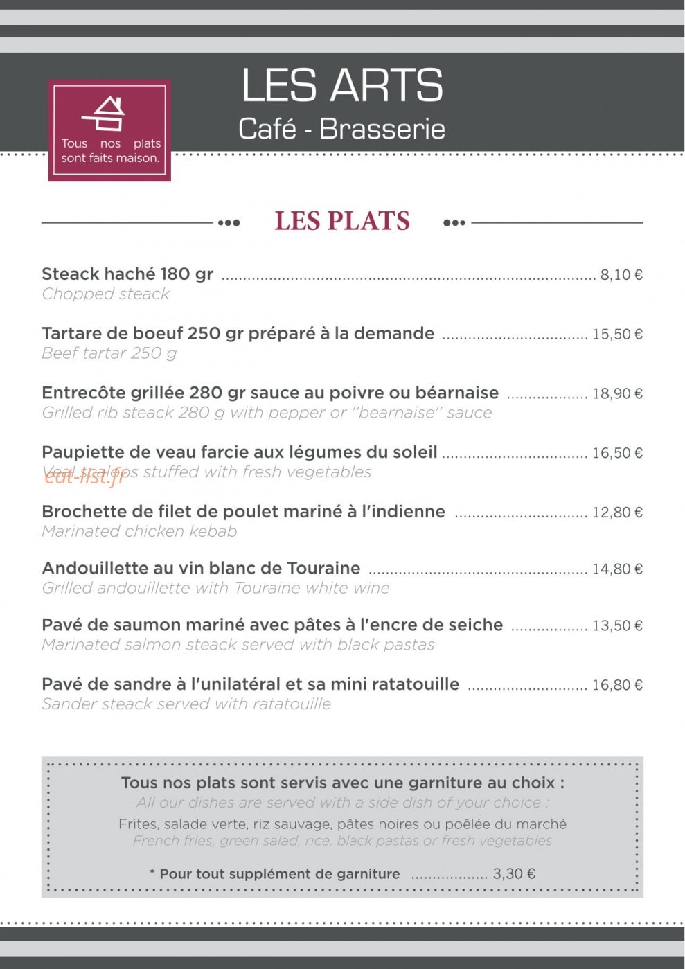 Le Café des Arts — carte page 3