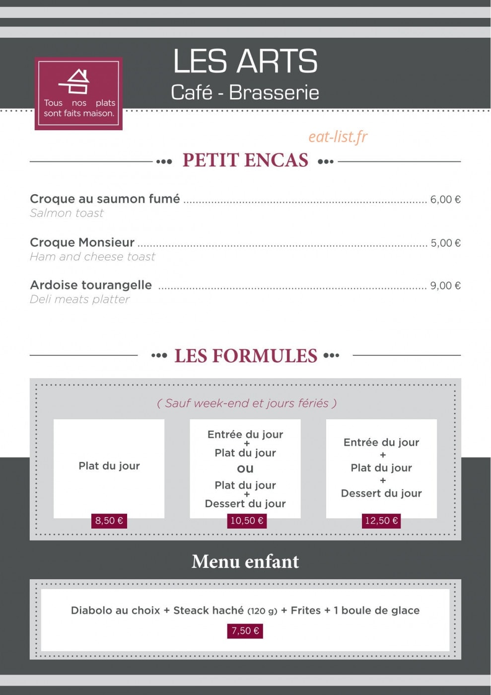 Le Café des Arts — carte page 5
