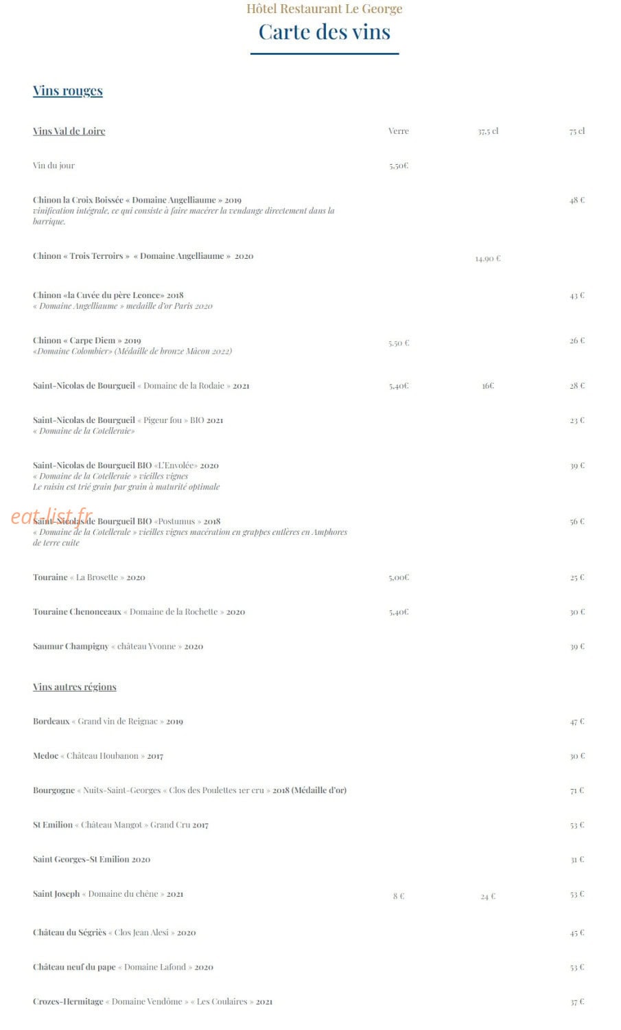Le George — carte page 8