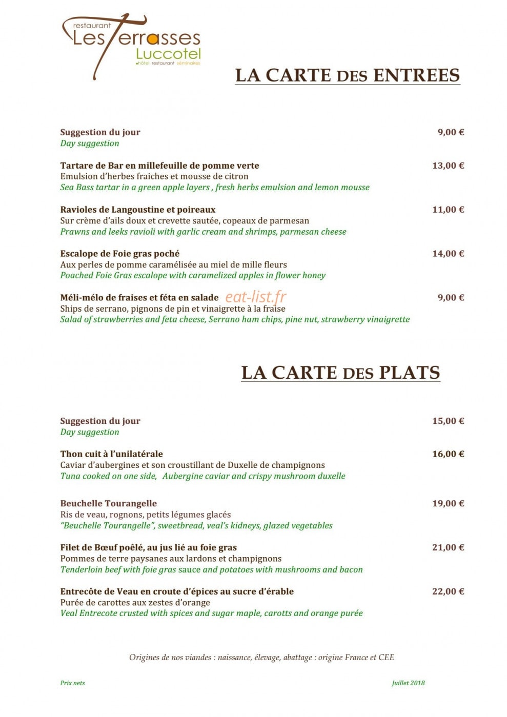 Les Terrasses — carte page 1
