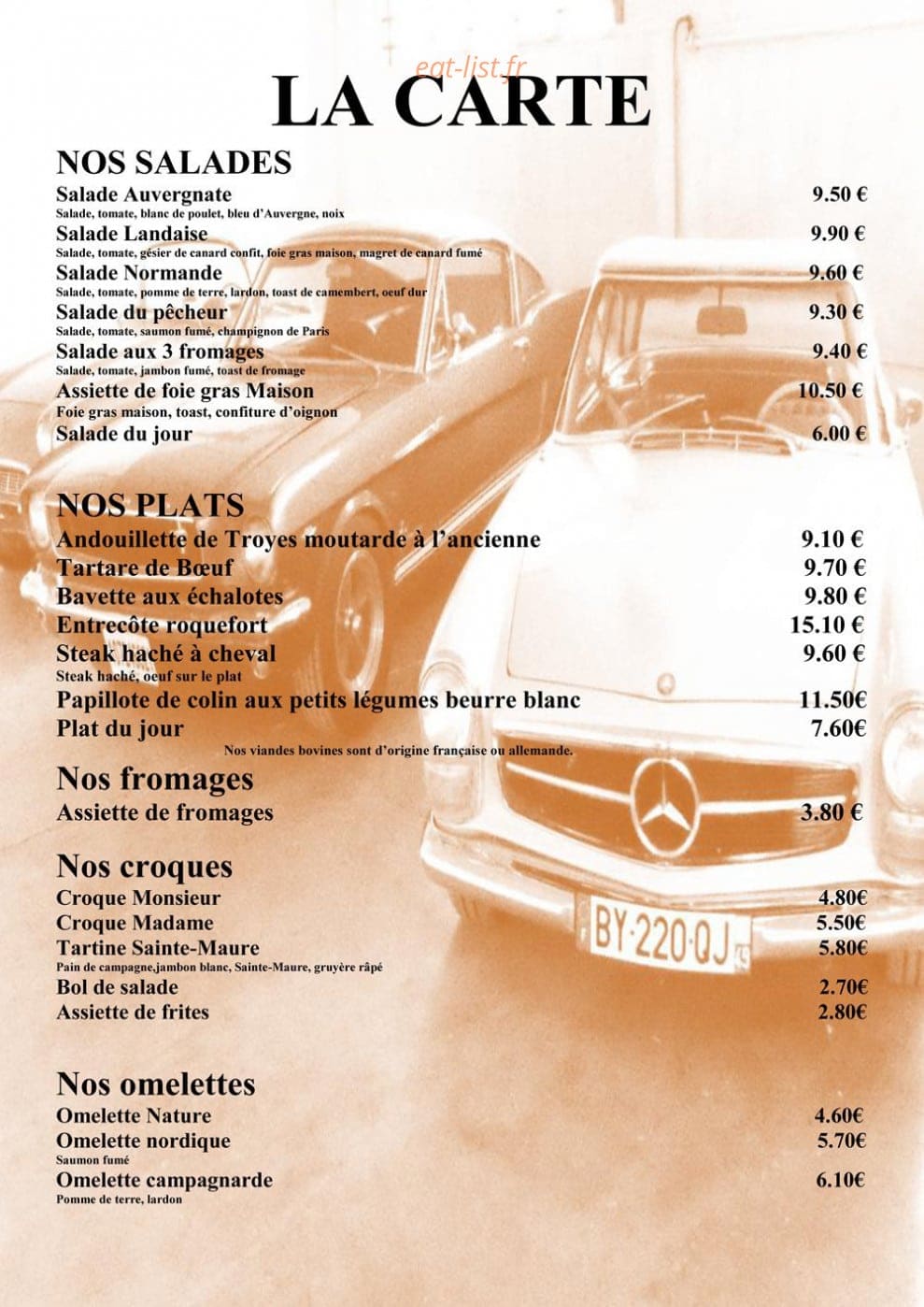 Restaurant l'Imprévu — carte page 2