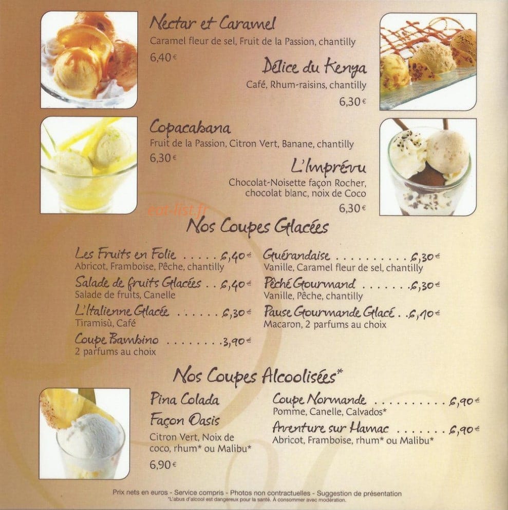 Restaurant l'Imprévu — carte page 4