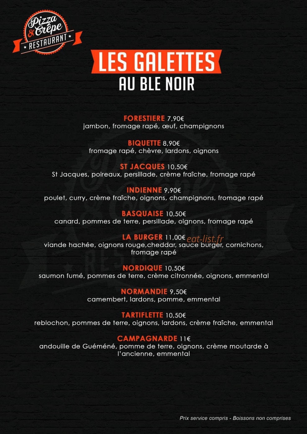 Pizz and crepe — carte page 1
