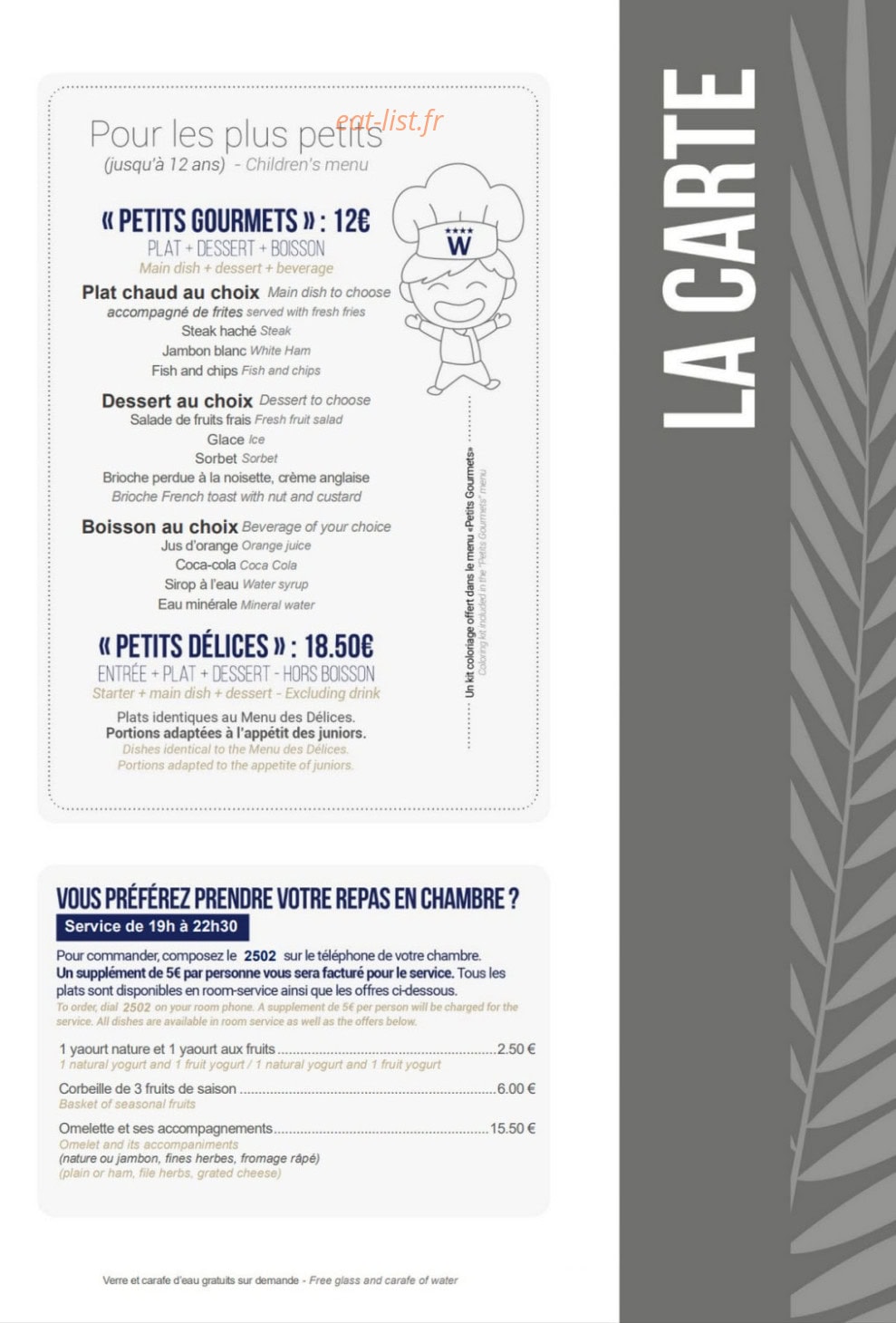 Restaurant Ailleurs — carte page 2