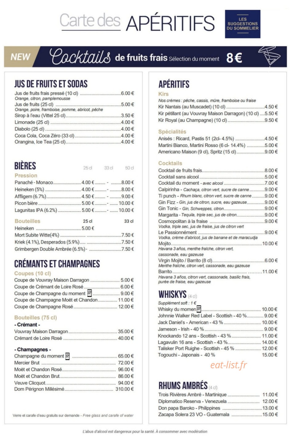Restaurant Ailleurs — carte page 3