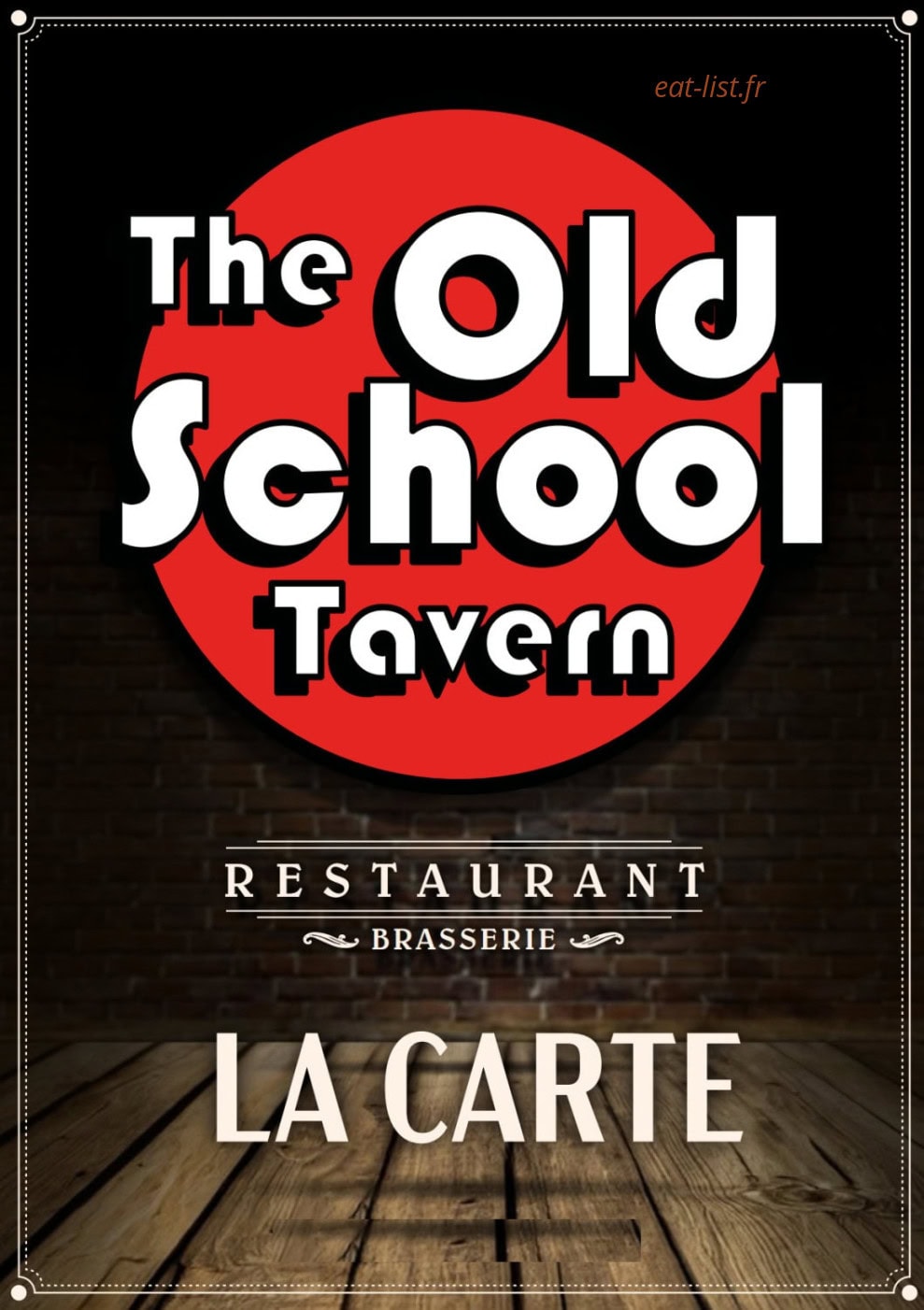 The Old School Tavern — carte page 1