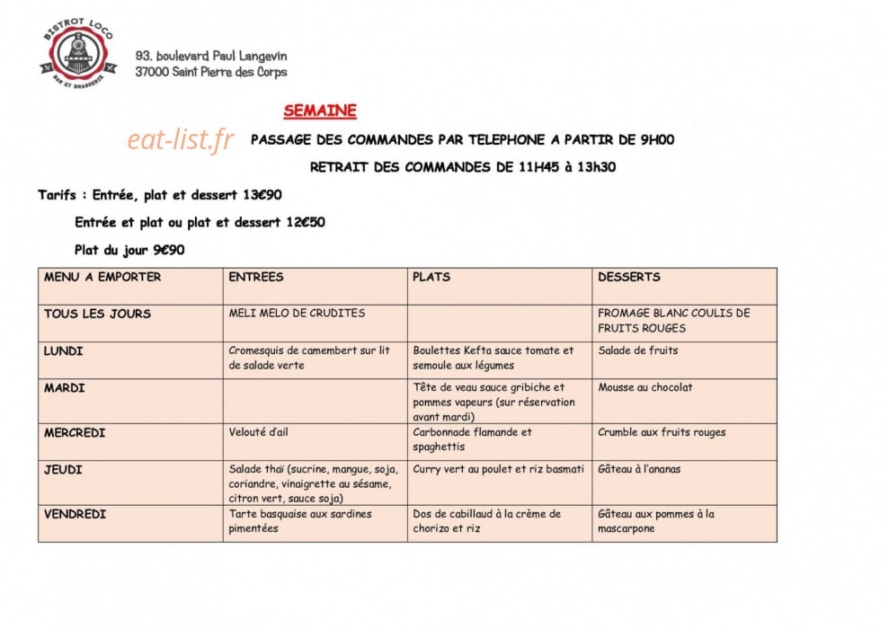 Bistrot Loco — carte page 2