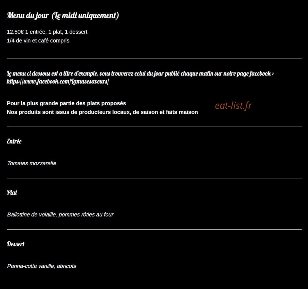 L'amuse saveurs — carte page 1