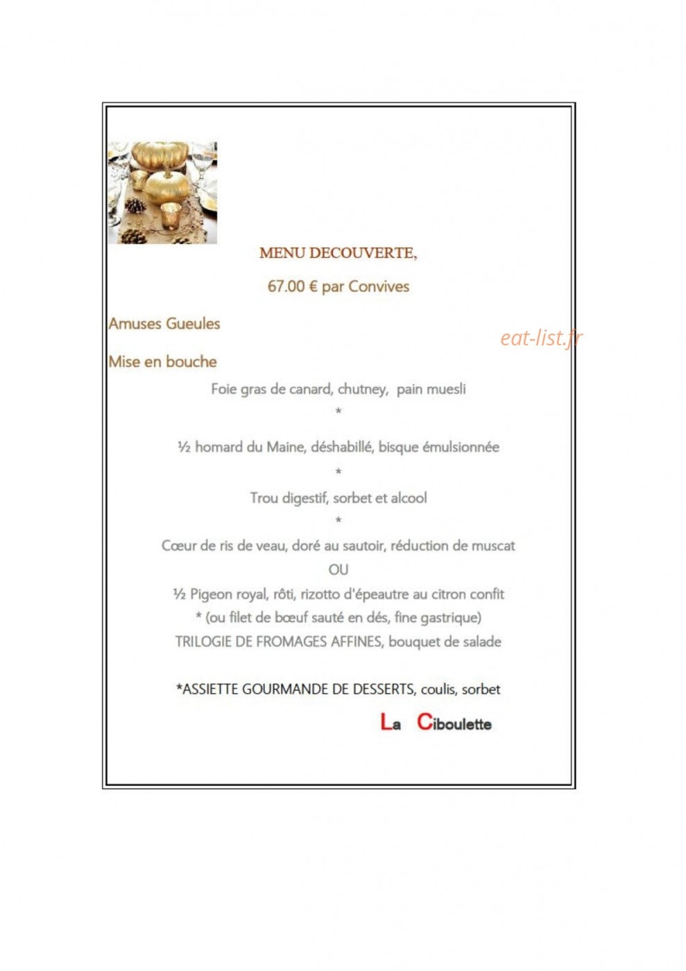 La Ciboulette — carte page 6