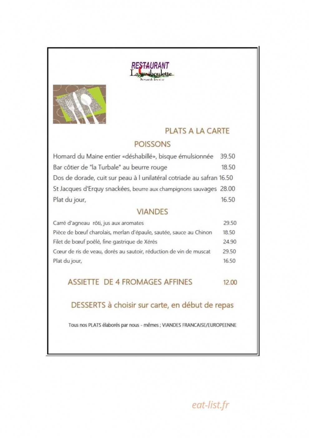 La Ciboulette — carte page 2