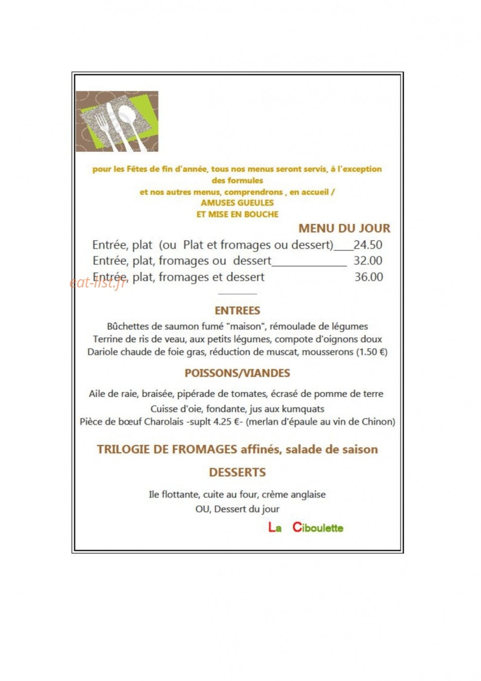 La Ciboulette — carte page 3