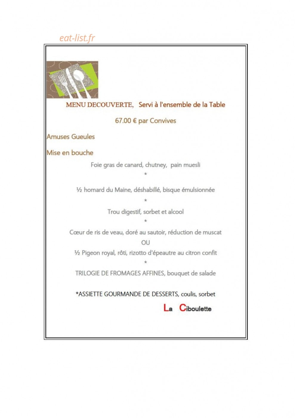 La Ciboulette — carte page 5