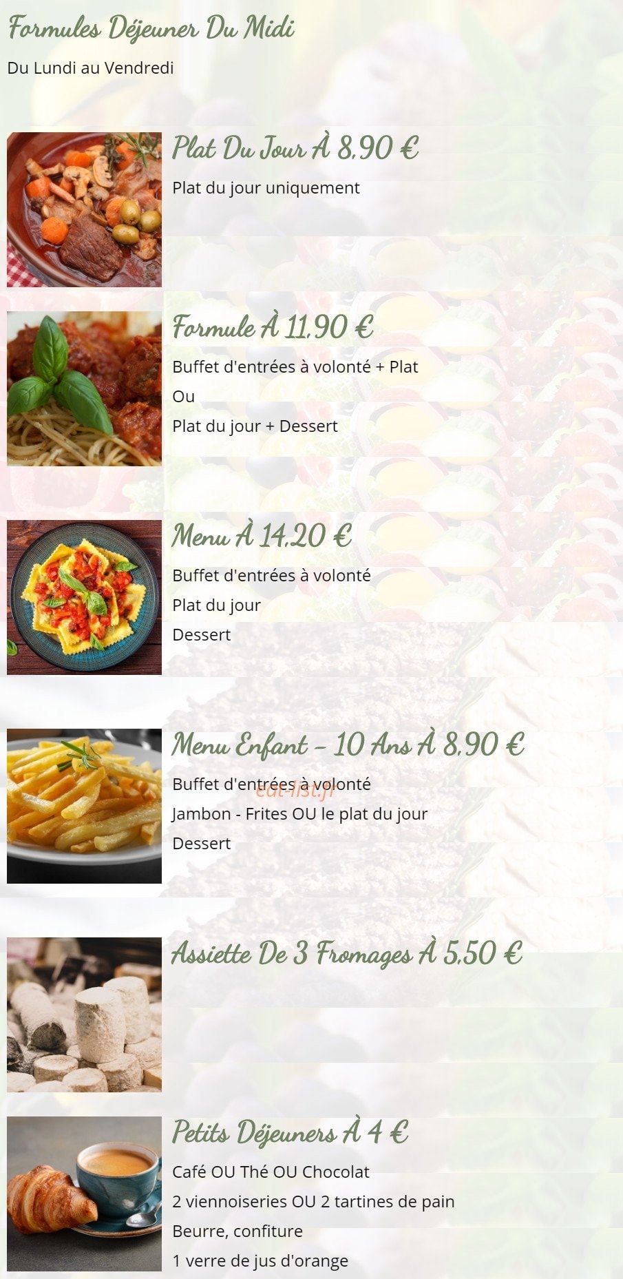 La Petite Provence — carte page 1