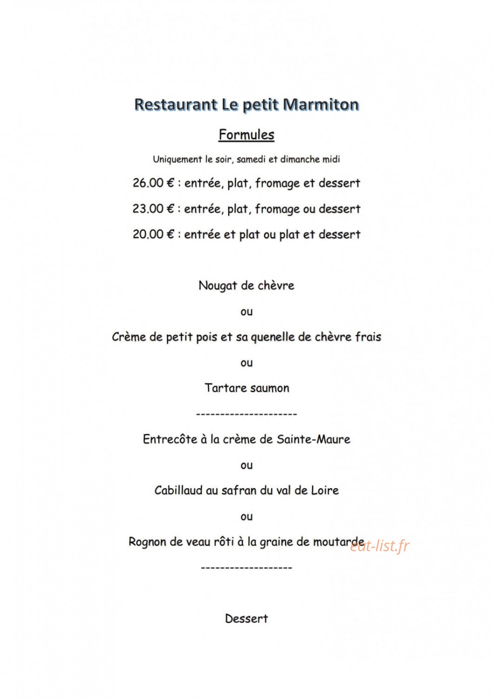 Le Petit Marmiton — carte page 5