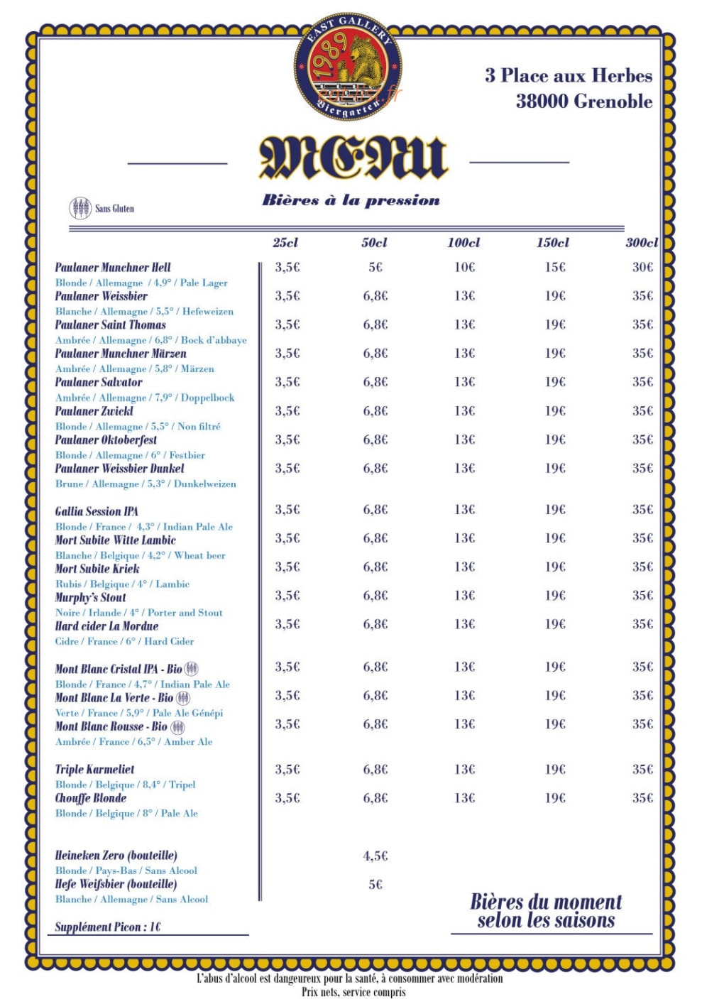 1989 Biergarten — carte page 3