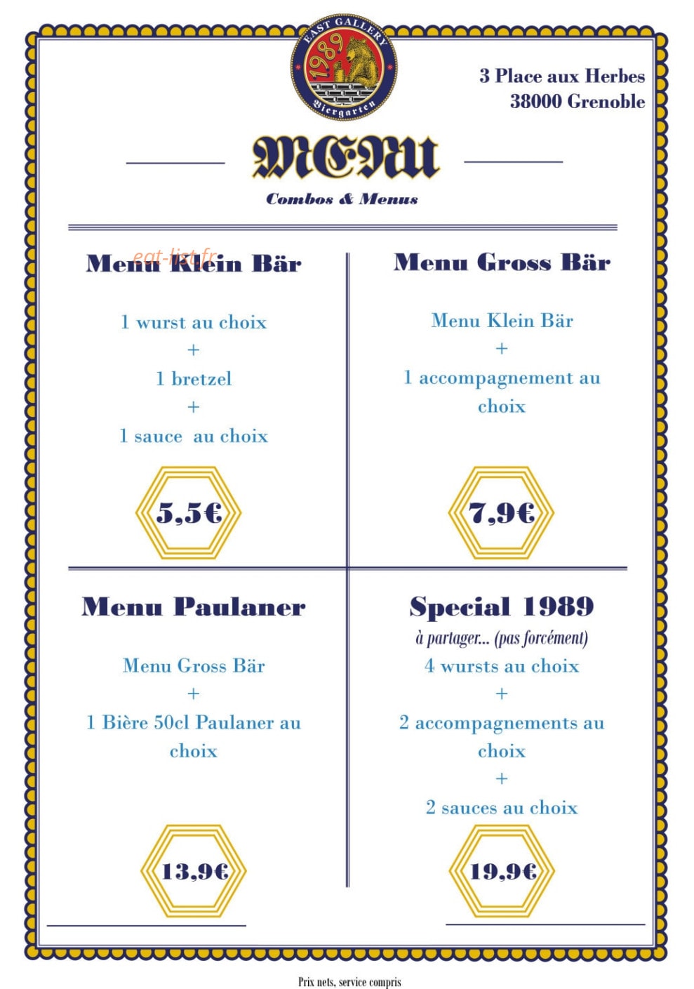 1989 Biergarten — carte page 2