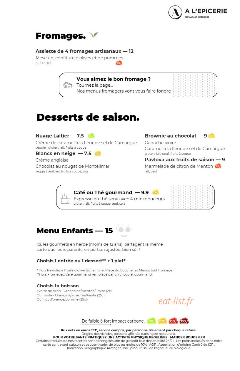 A l'Epicerie — carte page 4