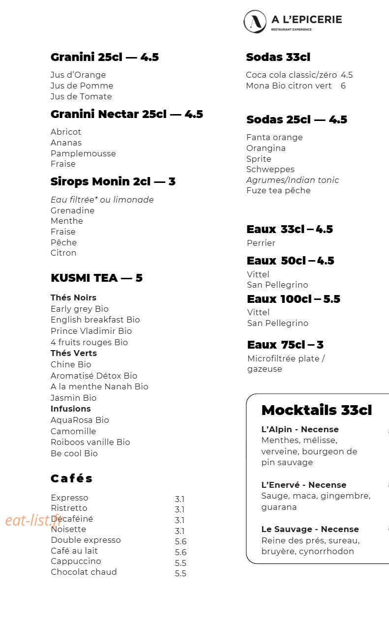 A l'Epicerie — carte page 8